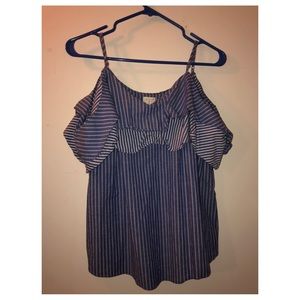 Cold shoulder stripped top